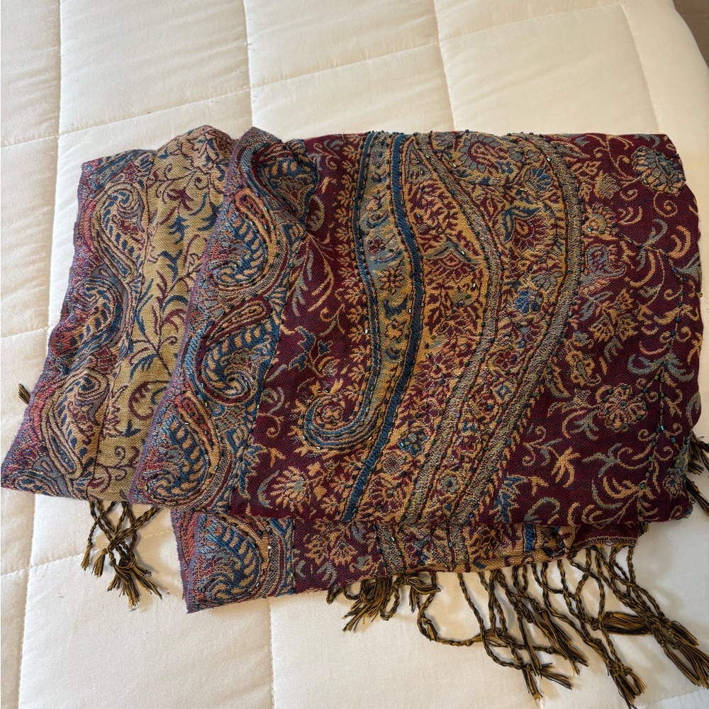 Dubai Patterned Scarf with Fringe